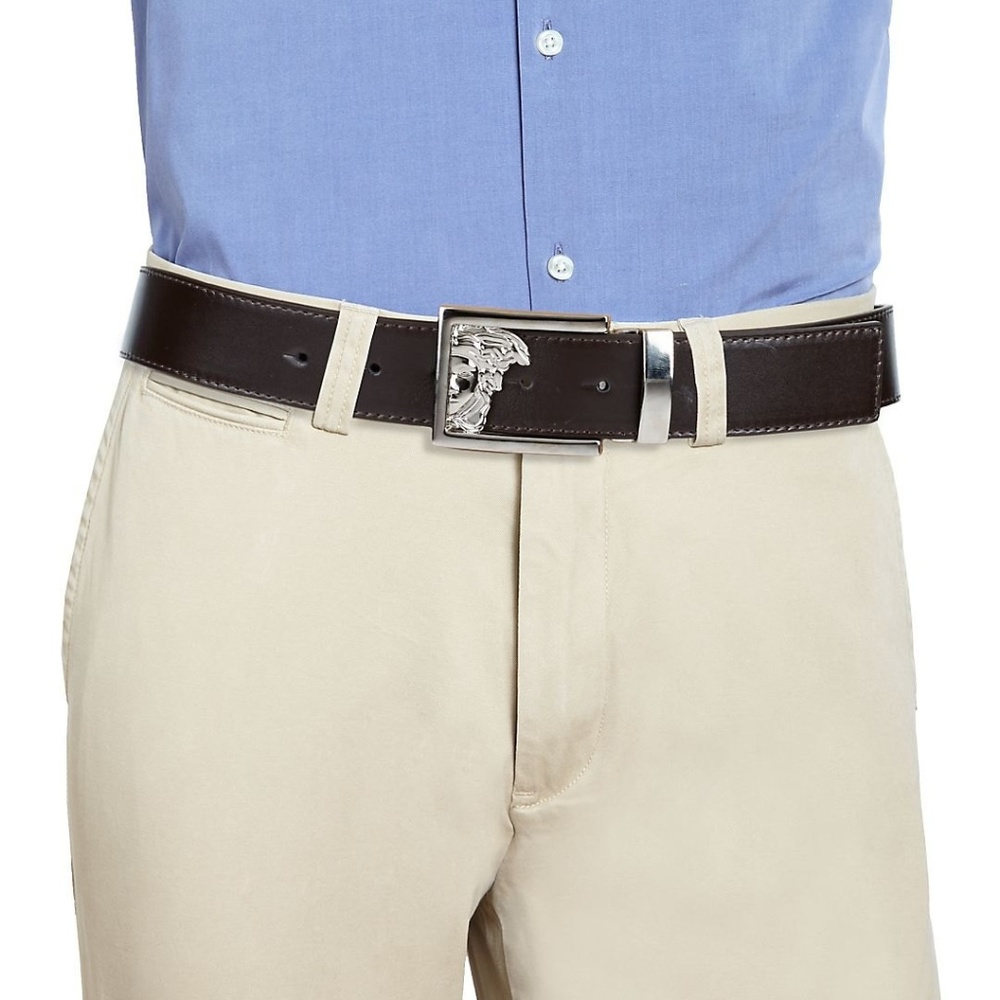 NEW Versace Collection Logo Leather belt Brown - Picture 6 of 8